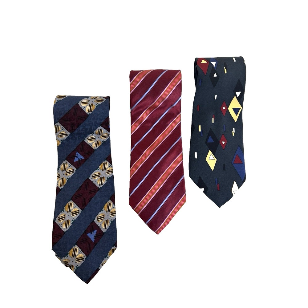 Men's Neckties Ties Various Colors & Patterns Lot of 3 Silk Italian